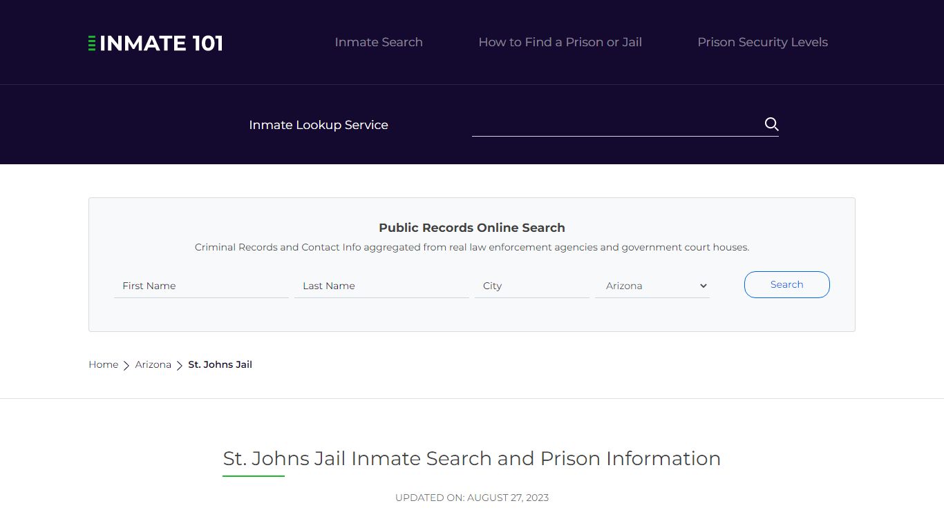 St. Johns Jail Inmate Search and Prison Information